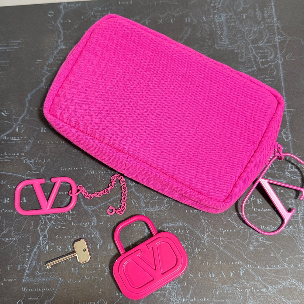 Valentino Garavani Novelty Vibrant Pink Cosmetic Bag,
Padlock & Key Set